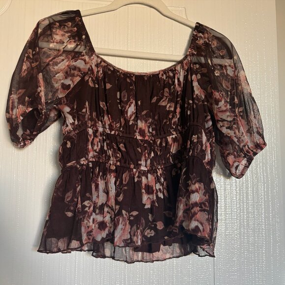 Lucky Brand Floral Brown Blouse - Picture 2 of 7